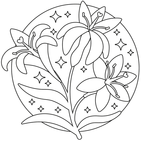 Lilies Free Printable Coloring Page