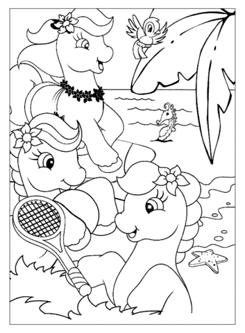 Little Ponies In The Field Image Coloring Page