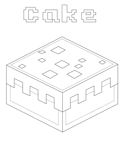 Minecraft Cake Image Coloring Page