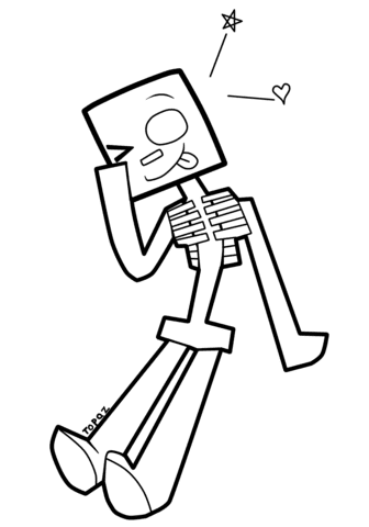 Minecraft Cartoon Skeleton Image Coloring Page