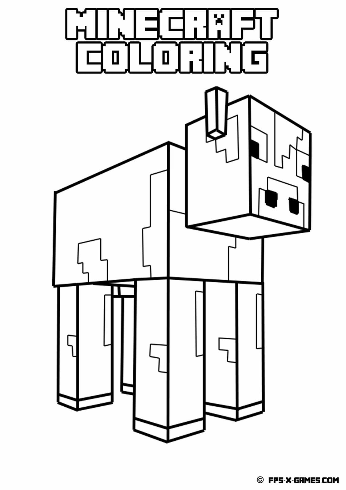 Minecraft Cow Image Coloring Page