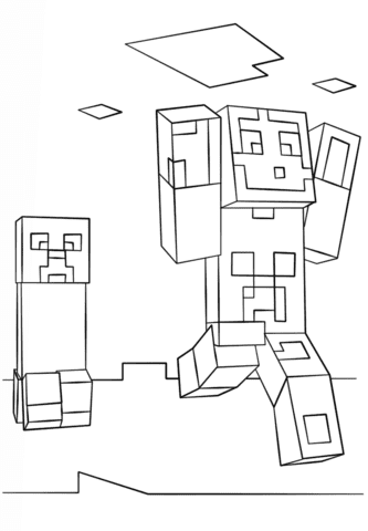 Minecraft Steve and Creeper Image