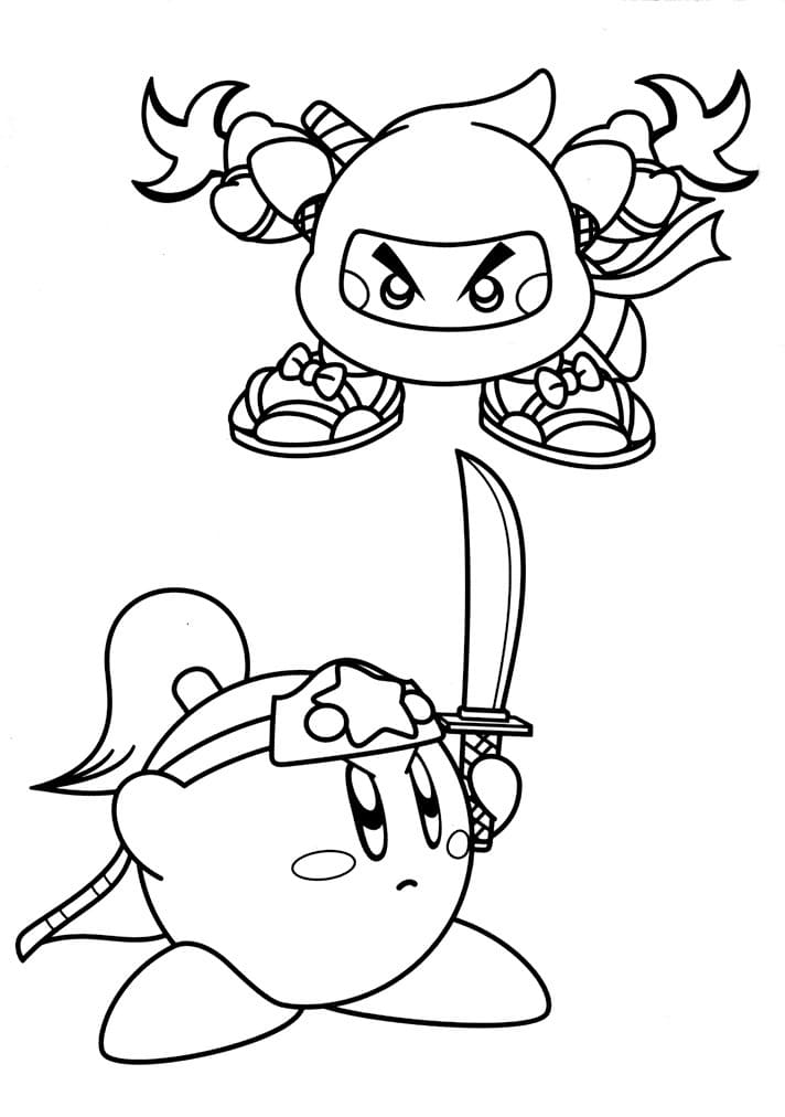Ninja Kirby Coloring Page