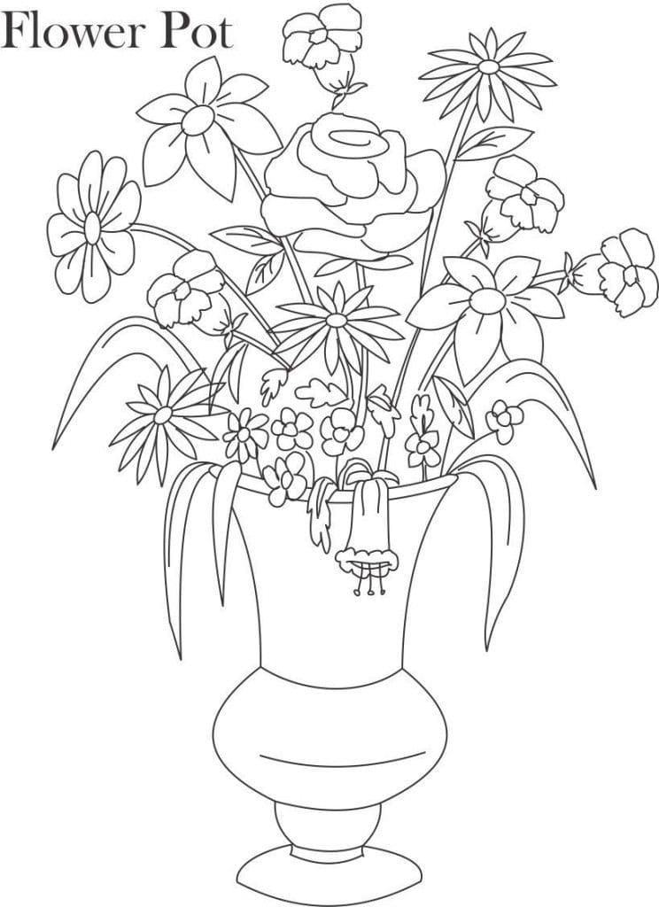 Online Flower Pot Coloring Page