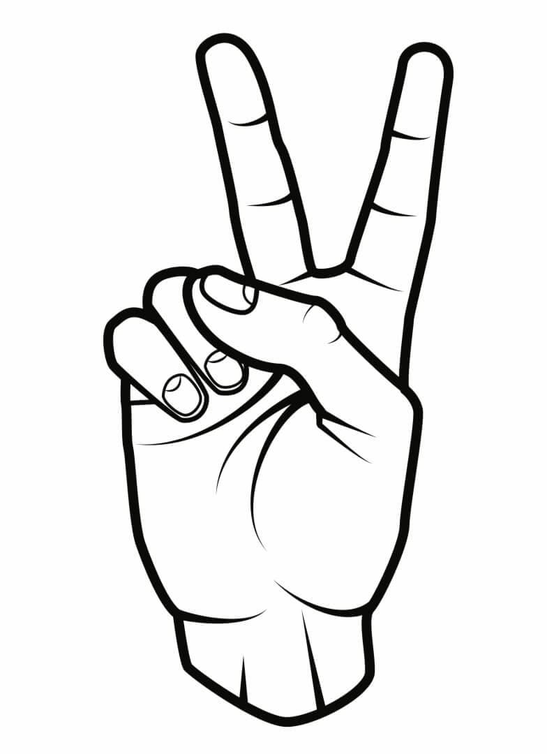 Peace Sign Hand Coloring Page
