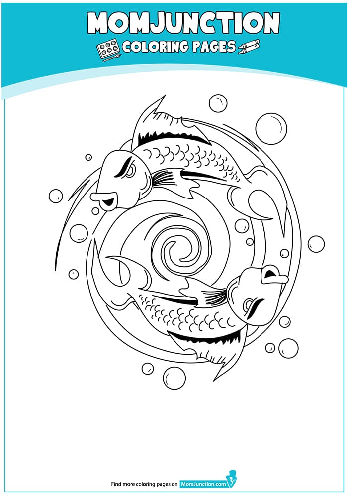 Picture Happy Koi Fish Sweet Coloring Page