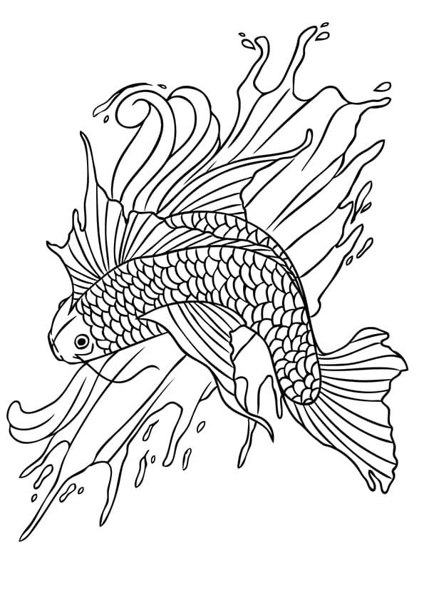 Picture Of Koi Fish Sweet Coloring Page