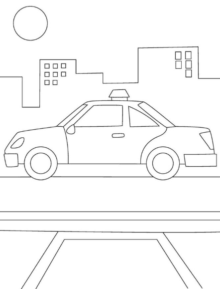 Police Car Alarming For Kids Coloring Page