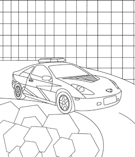 Police Car Alarming Picture Coloring Page