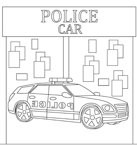 Police Car Amazing Image Coloring Page