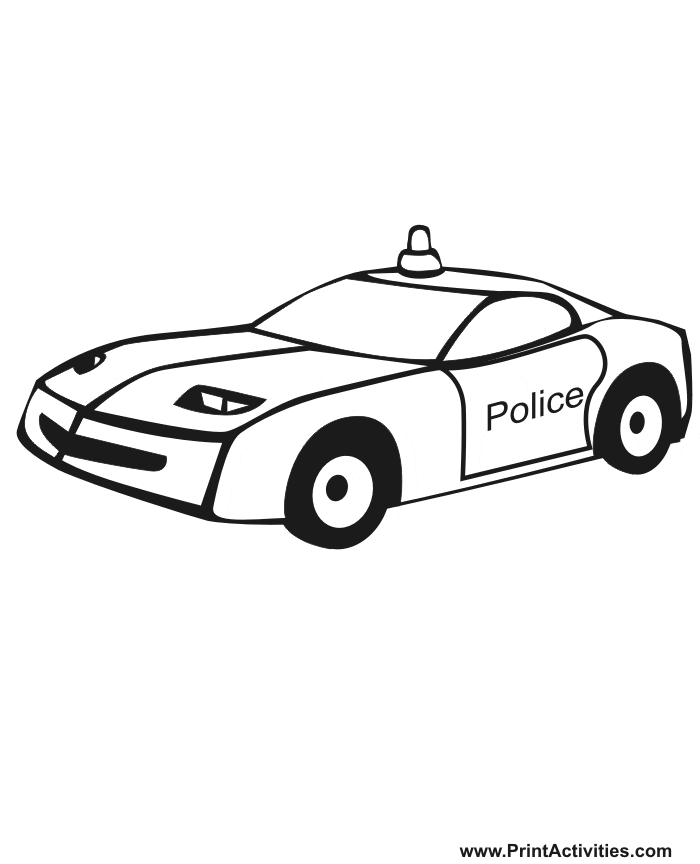Police Car Cute Coloring Page