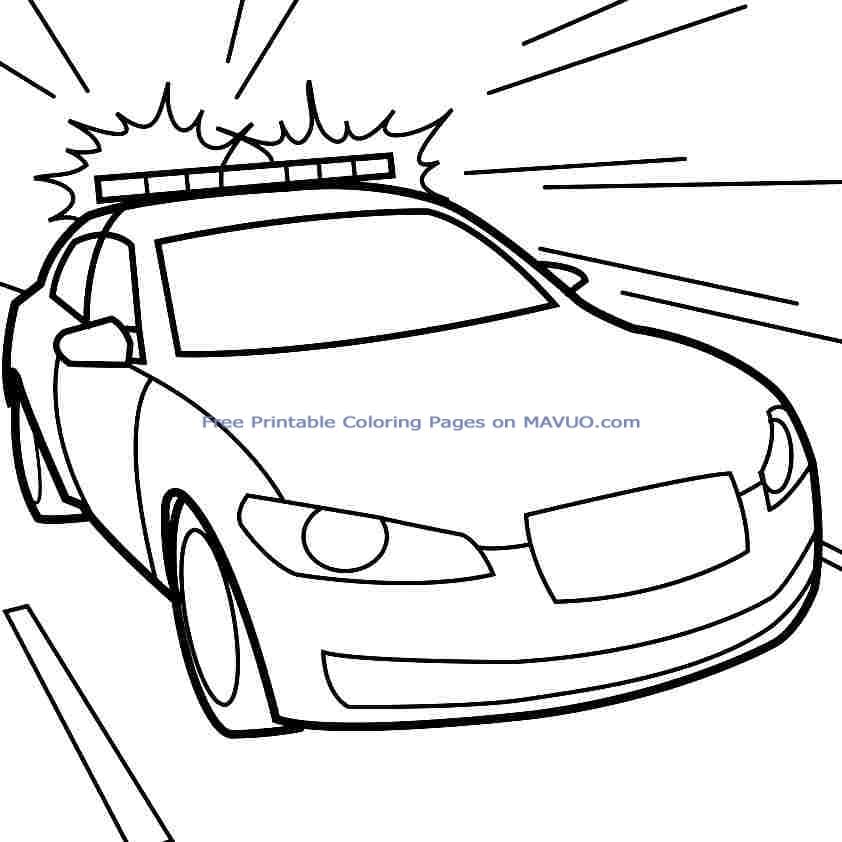 Police Car For Children Coloring Page