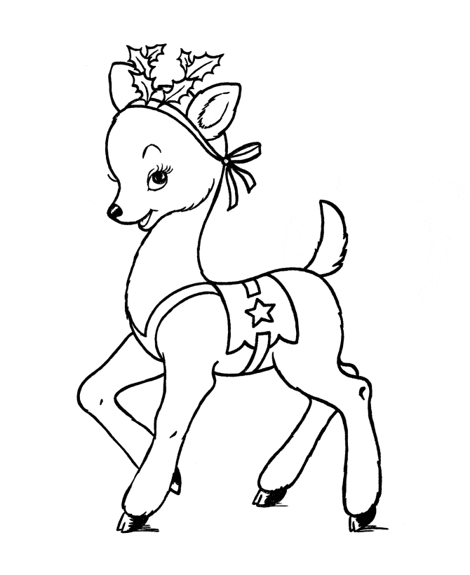 Pretty Girl Reindeer Image Coloring Page