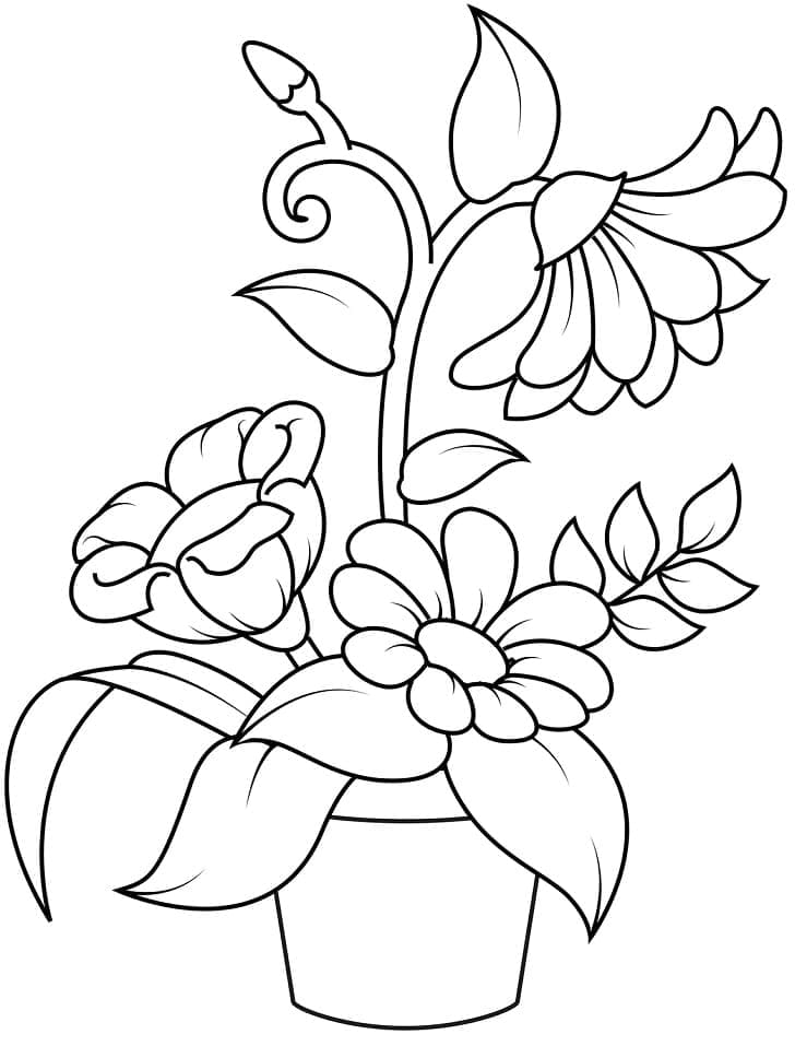 Print Flower Pot Image Coloring Page