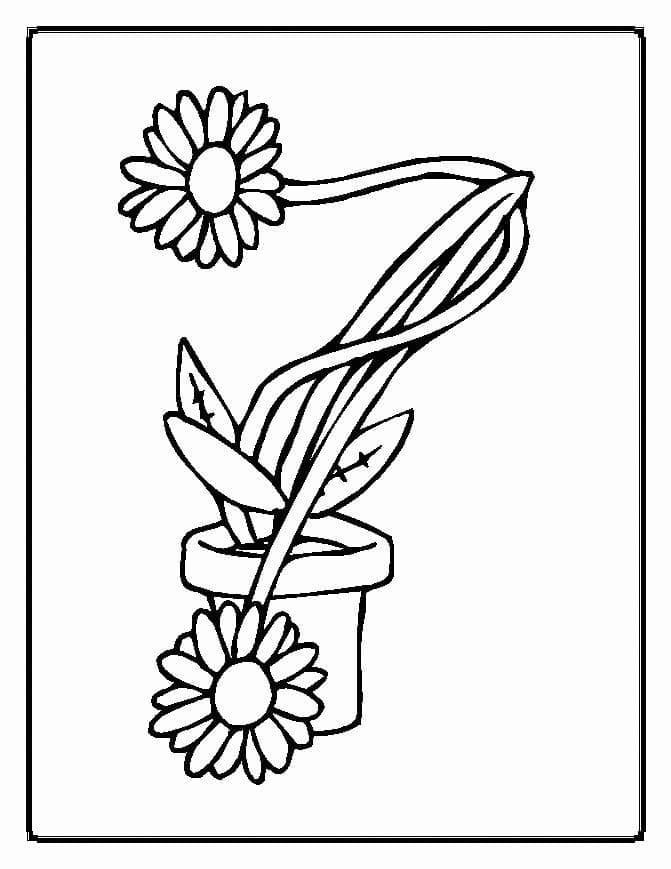 Printable Daisy Flower Pot Cute Coloring Page