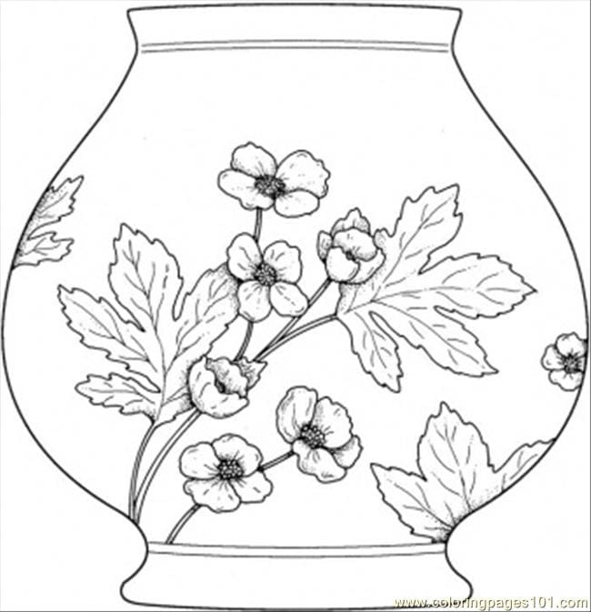 Printable Vase Cute Coloring Page