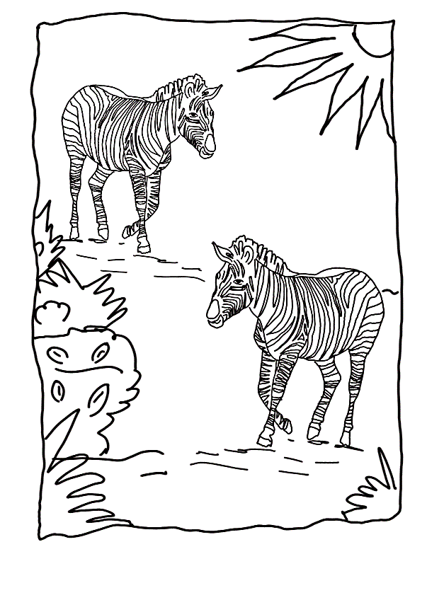 Printable Zebras Coloring Page
