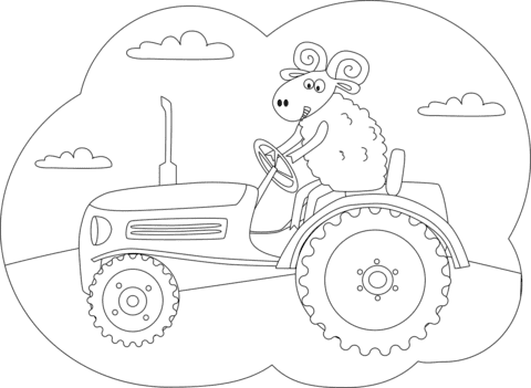 Ram Driving the Tractor Free Printable Coloring Page