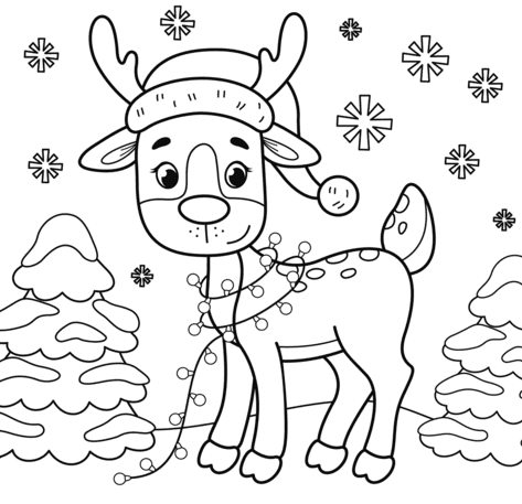 Christmas Reindeer Image Coloring Page