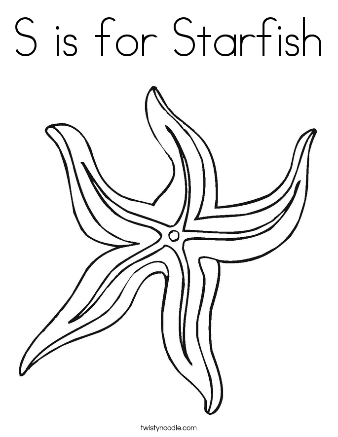 S is for Starfish Coloring Image Coloring Page
