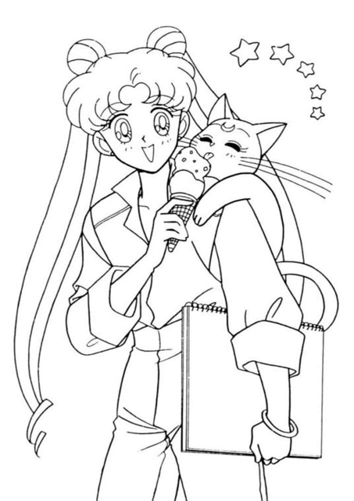 Sailor Moon Luna Eat Ice Cream