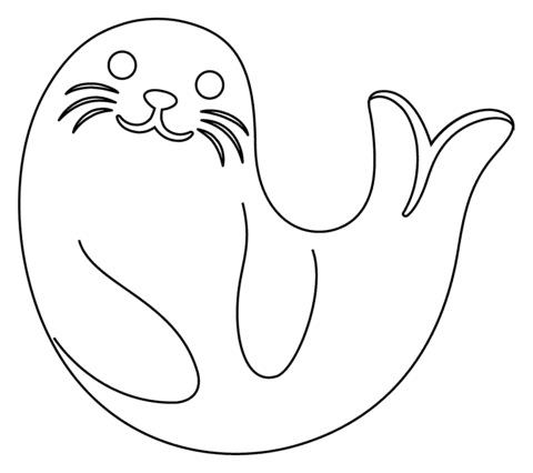 Seal Emoji Image Coloring Page