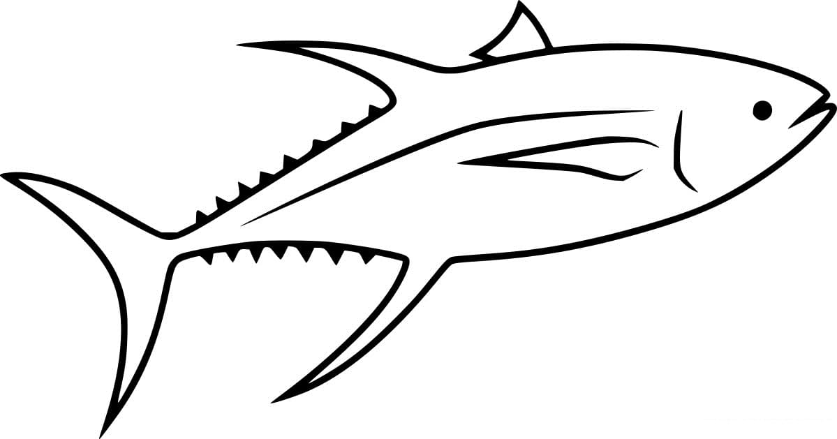 Simple Yellowfin Tuna Coloring Page