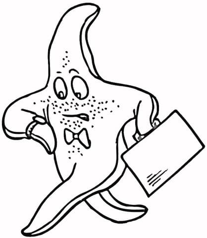 Starfish is Late for Work Image Coloring Page
