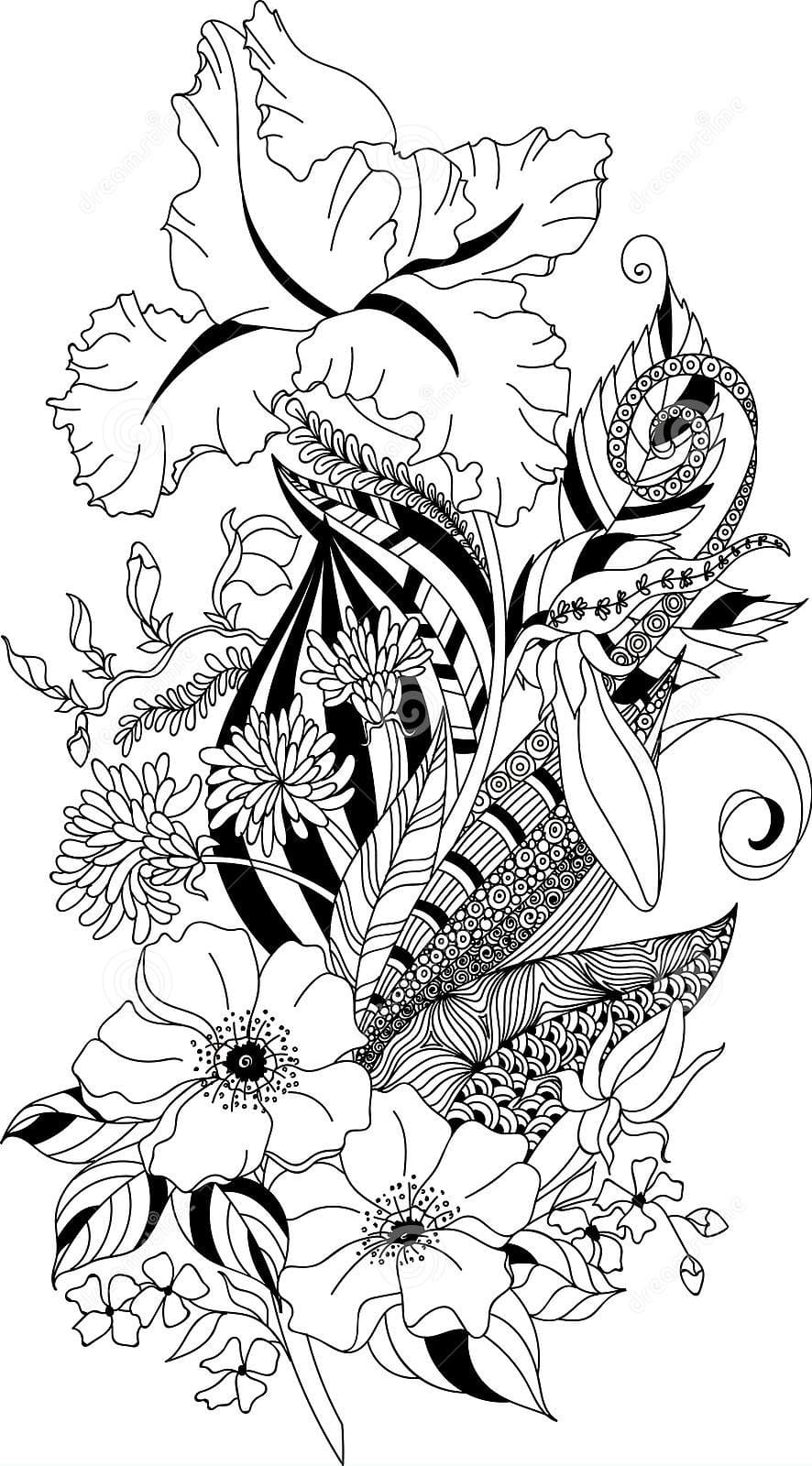 Stylized Illustration Of Coloring Feather With Iris