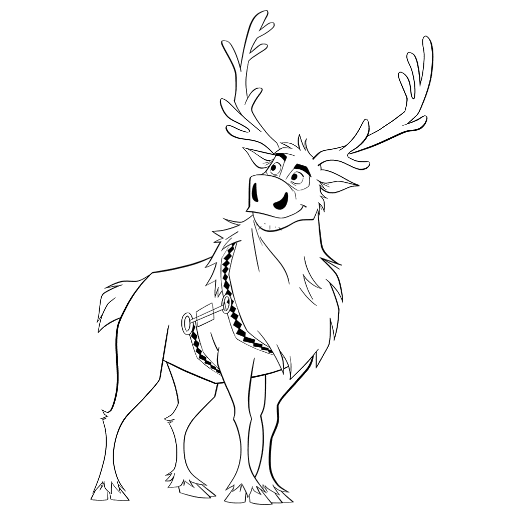 Sven Reindeer Frozen Coloring Page