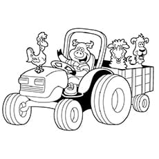 The Cute Piggy Drives The Tractor Coloring pages