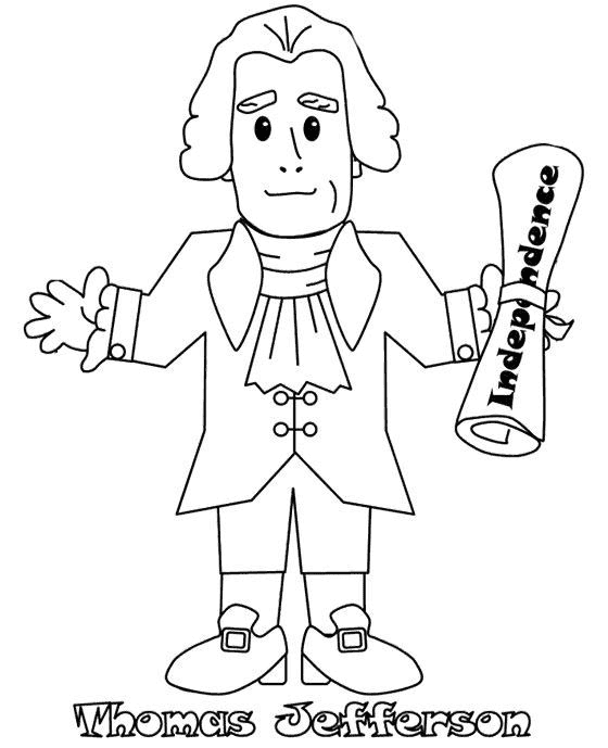 Thomas Jefferson Image For kids Coloring Page