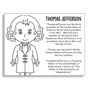 Thomas Jefferson Picture For Kids Coloring Page