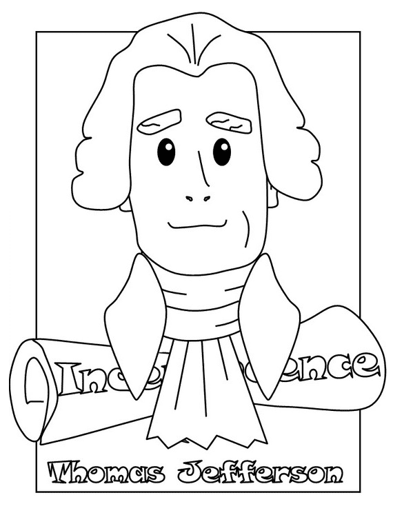 Thomas Jefferson Presidents Image Coloring Page