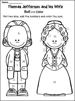 Thomas Jefferson and His Wife Free Coloring Page