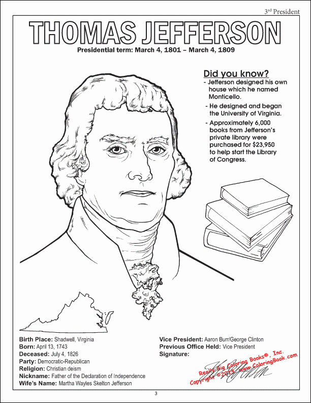 Thomas Jefferson to Print Picture Coloring Page