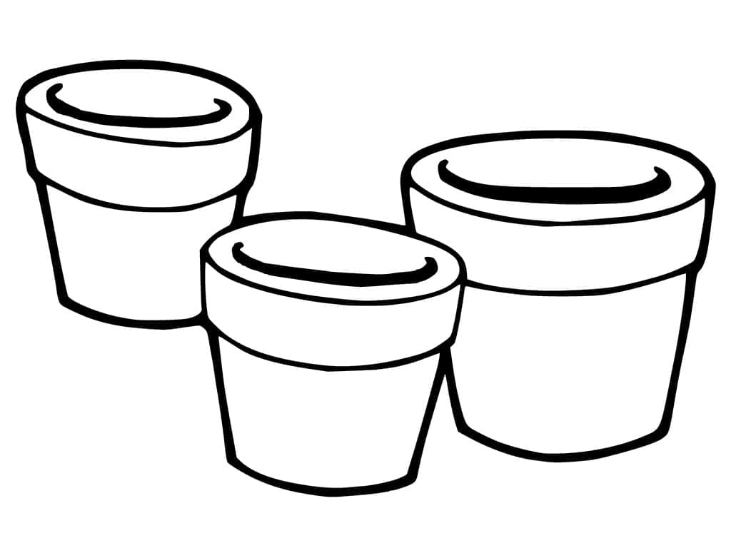 Three Flower Pots Coloring Page