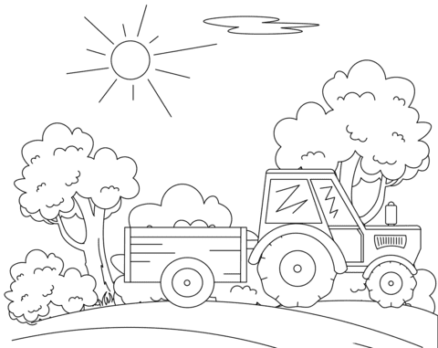 Tractor with Trailer Free Printable