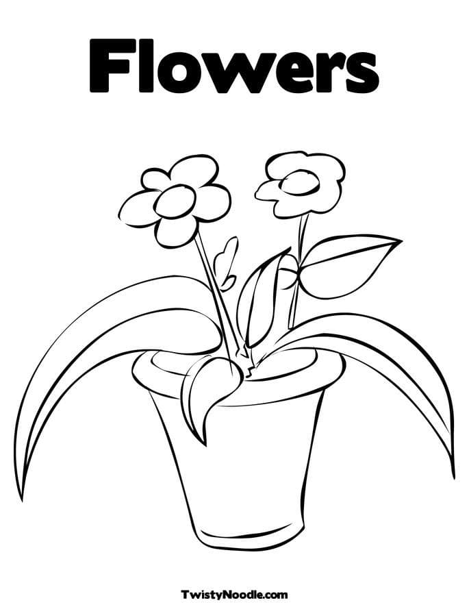 Tulip Flower Pot Image For Kids Coloring Page