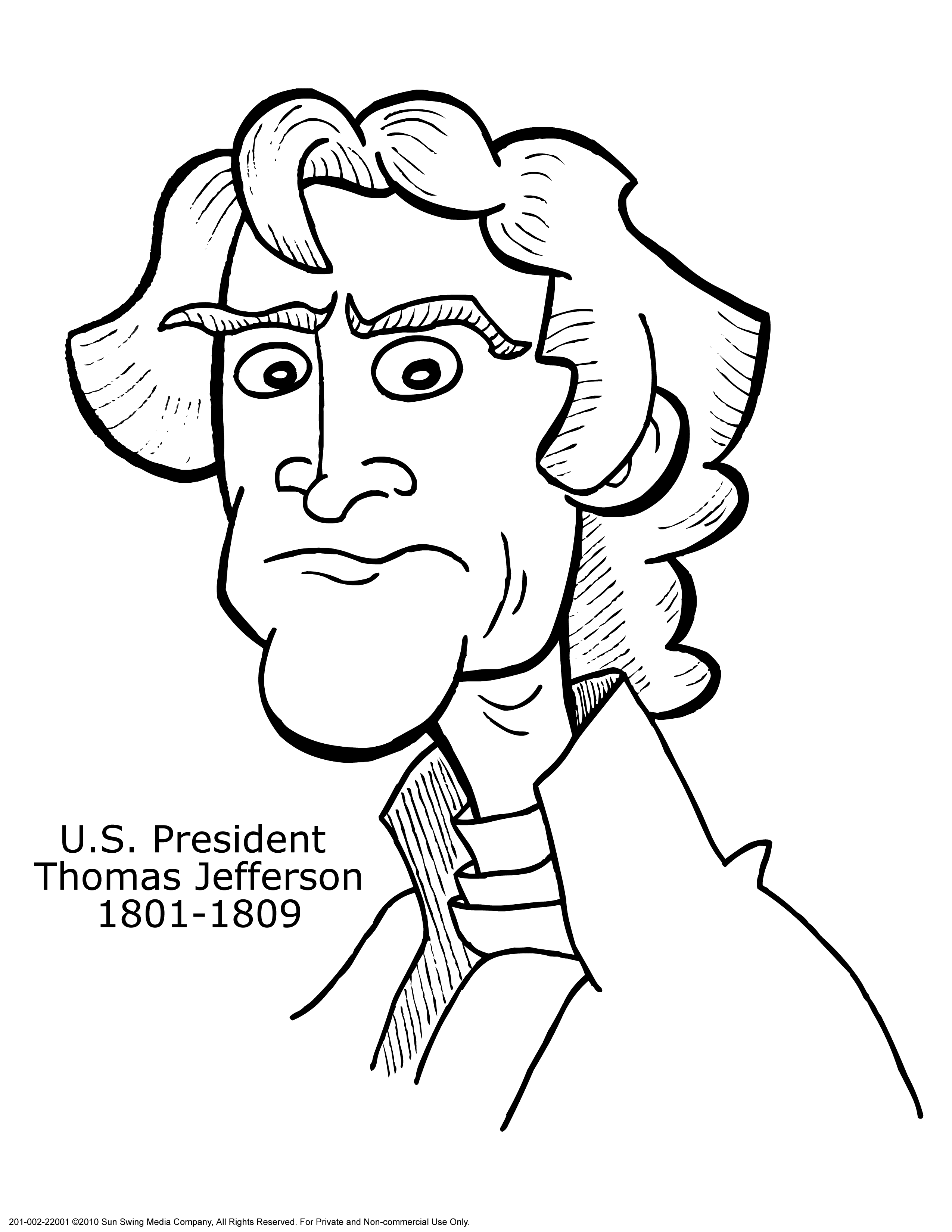 US President Thomas Jefferson For Kids Coloring Page