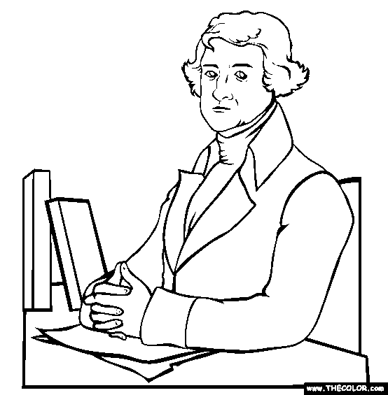 US President Thomas Jefferson Sheets Coloring Page