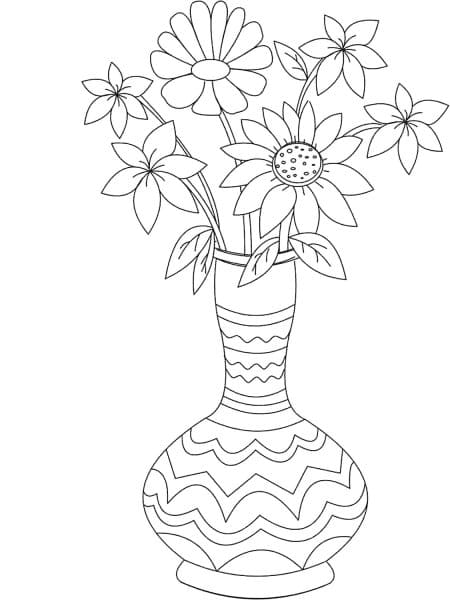 Vase With Flowers Coloring Image Coloring Page