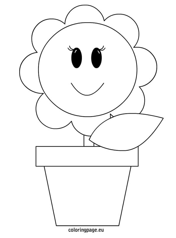 Vase With Flowers For Kids Coloring Page