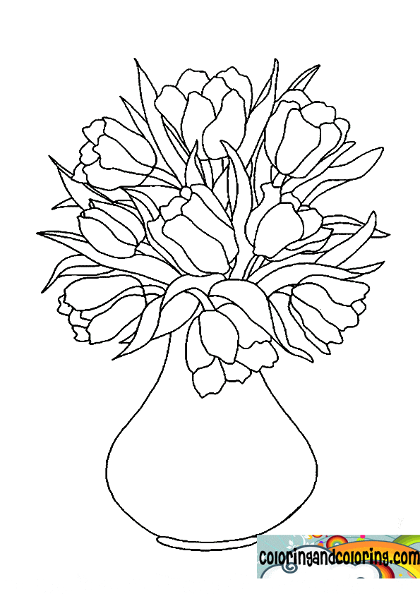 Vase With Flowers Free Printable Coloring Page