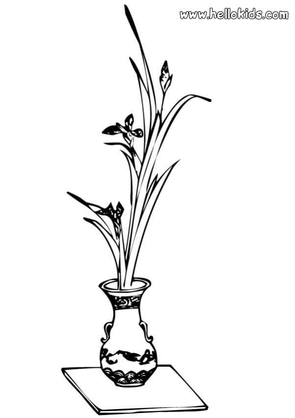 Vase With Flowers Free Coloring Page