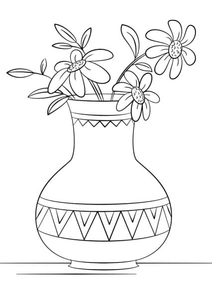 Vase With Flowers Image Coloring Page