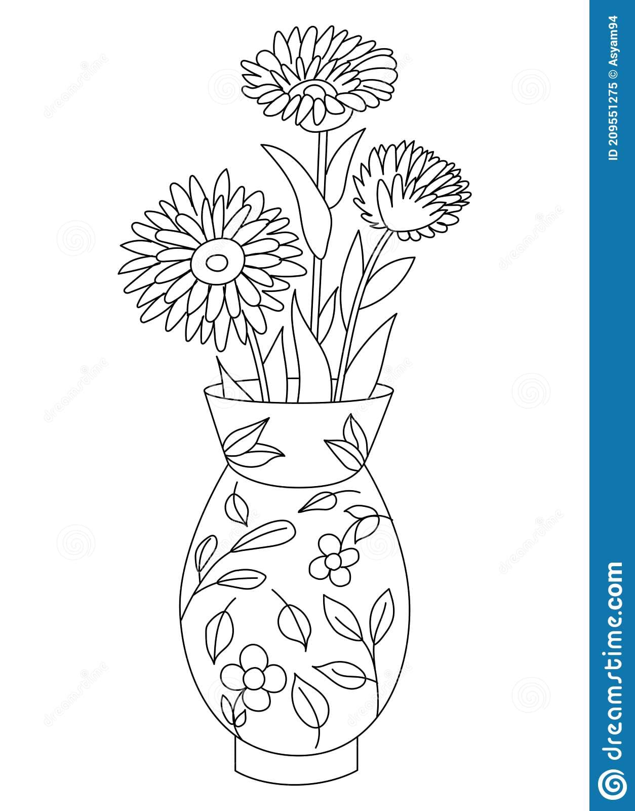 Vase With Flowers Isolated On White Background