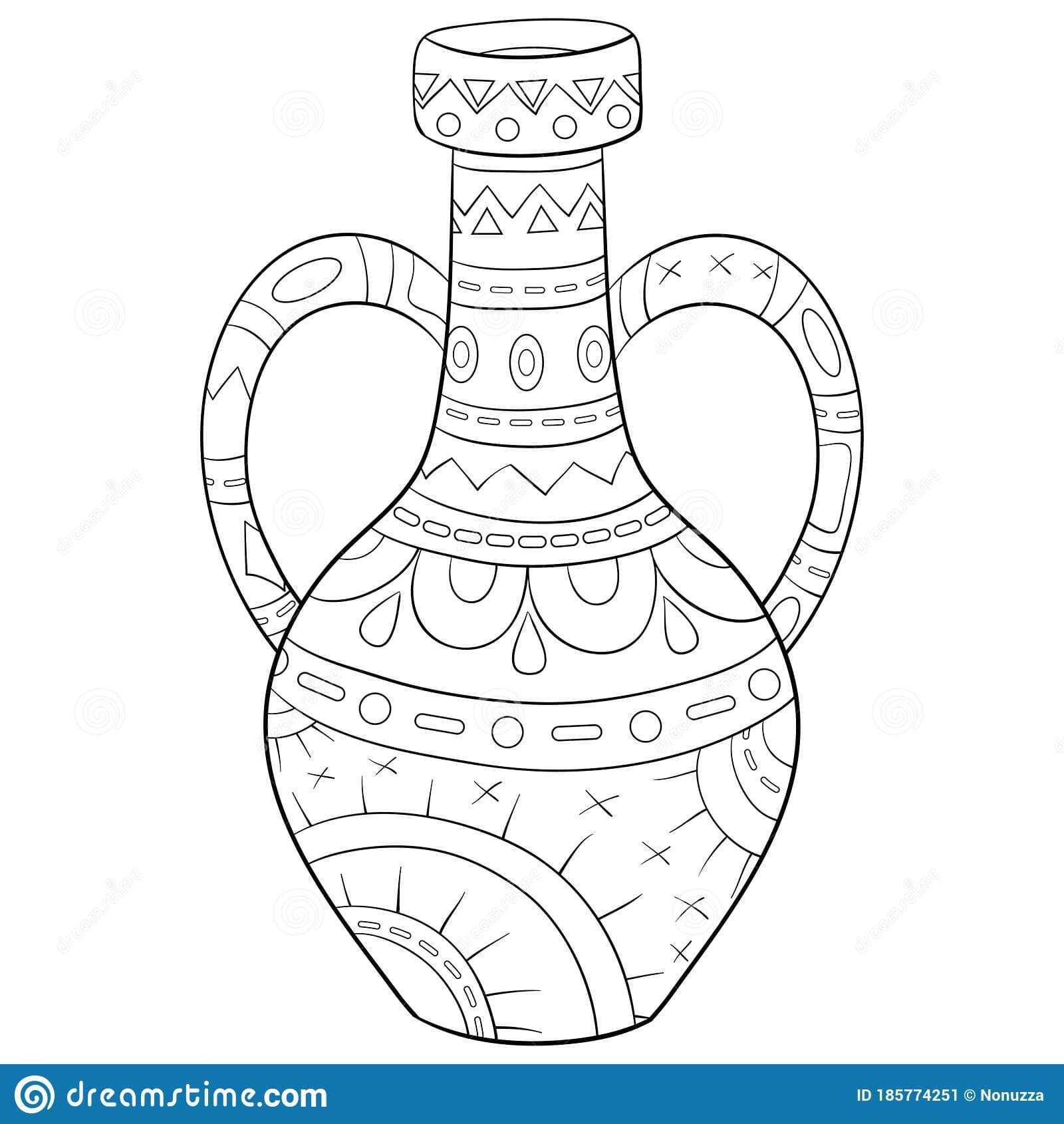 Vase With Flowers Picture For Children Coloring Page