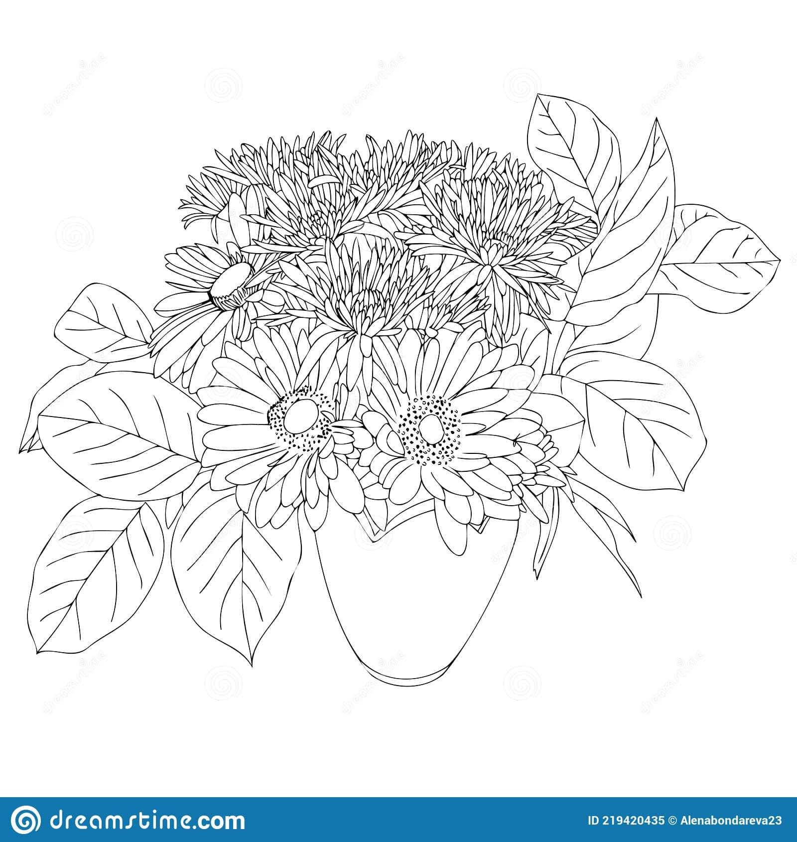Vase With Flowers Coloring Page