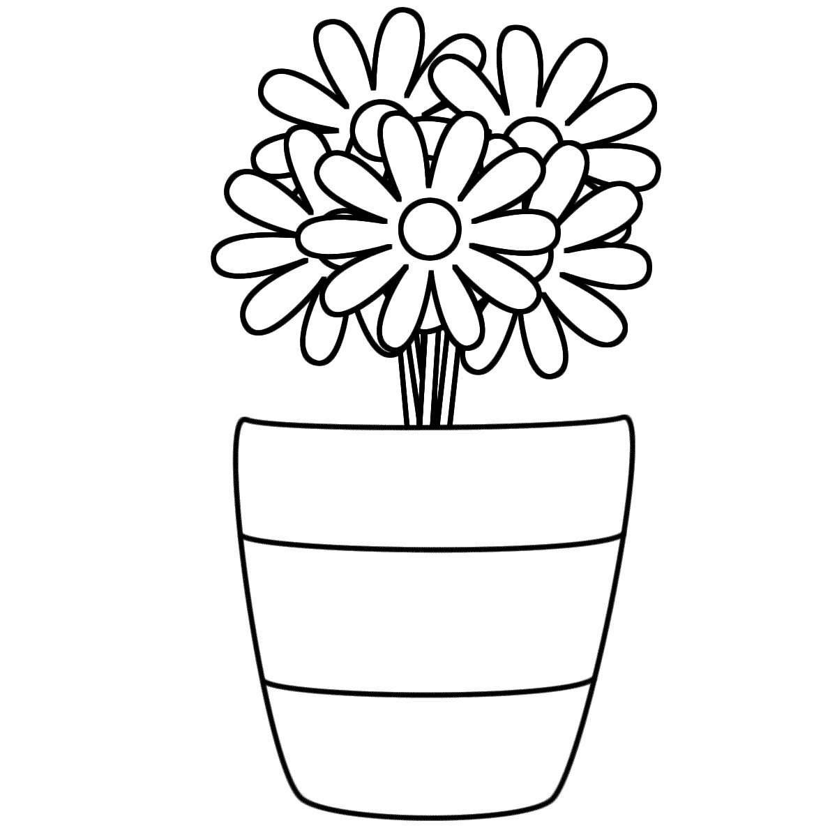 Vase With Flowers Cute Coloring Page